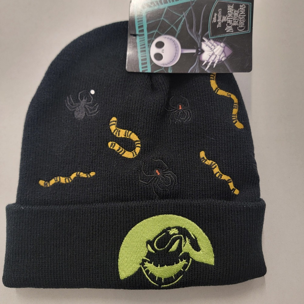 NEW Disney Nightmare Before Christmas Oogie Boogie Black Beanie Hat Worms Spider